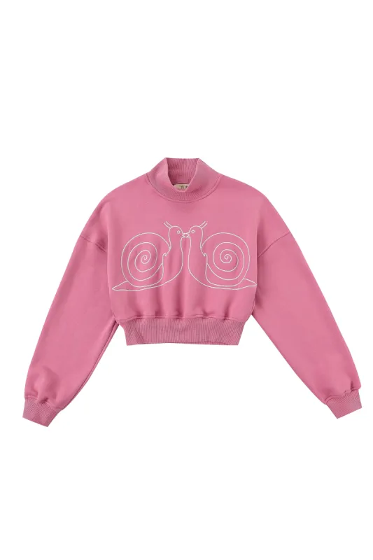 2 left - Kissing Snails Pink Rocky Sweatshirt made by Fashion Brand Company