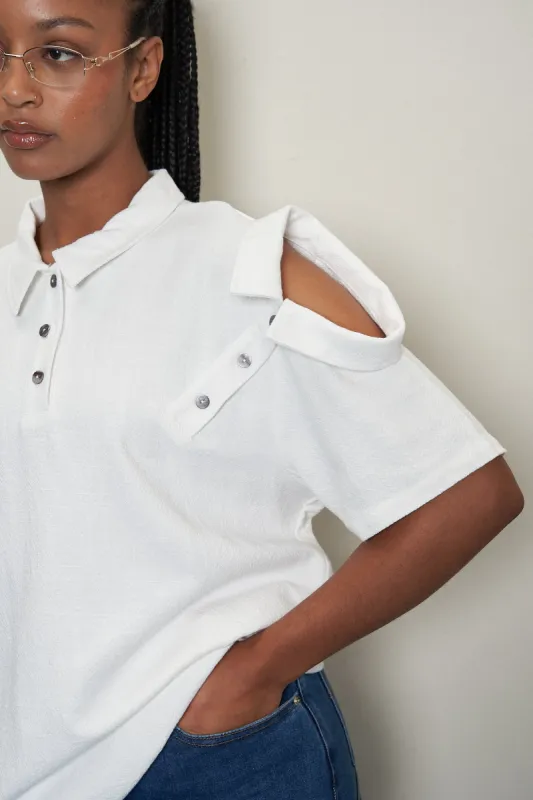 Unisex 3 Collar Linen Polo White sold by Fashion Brand Company