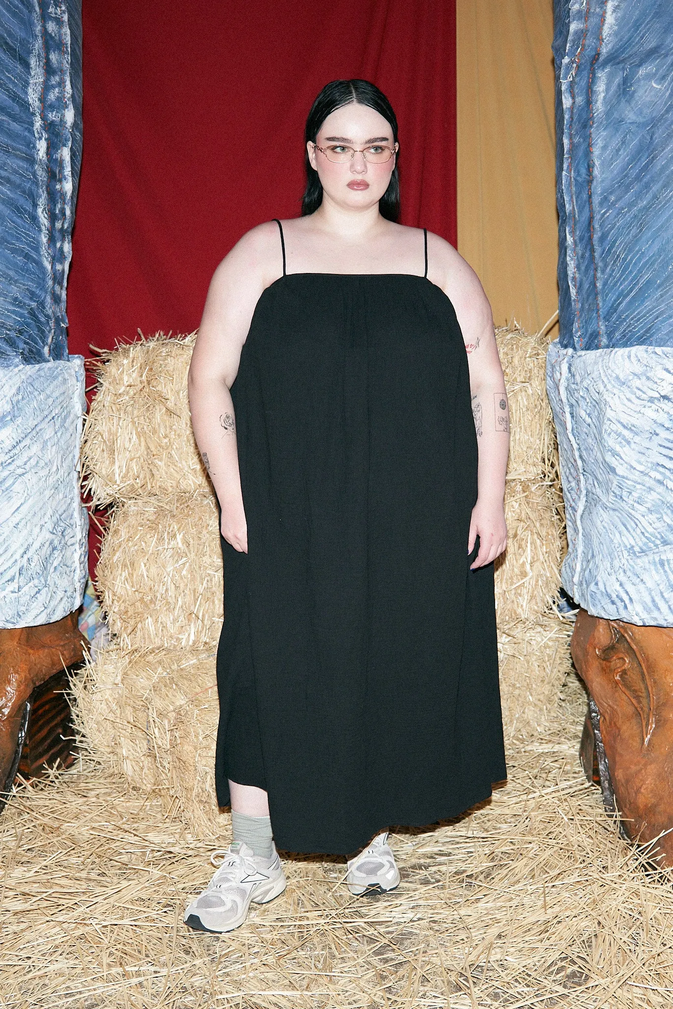 Black Gauze Tent Dress sold by Fashion Brand Company product image thumbnail 3