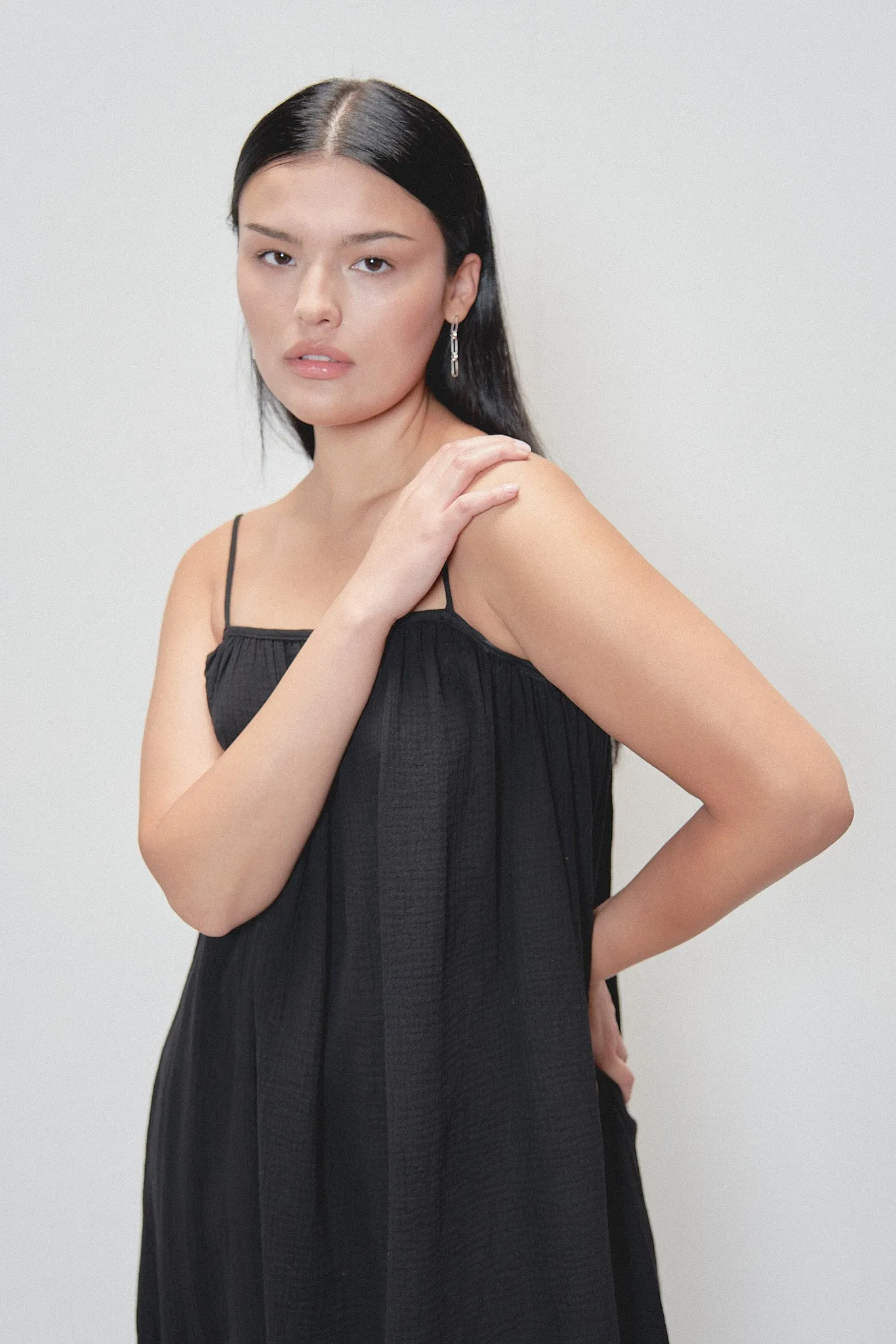 Black Gauze Tent Dress sold by Fashion Brand Company product image thumbnail 4