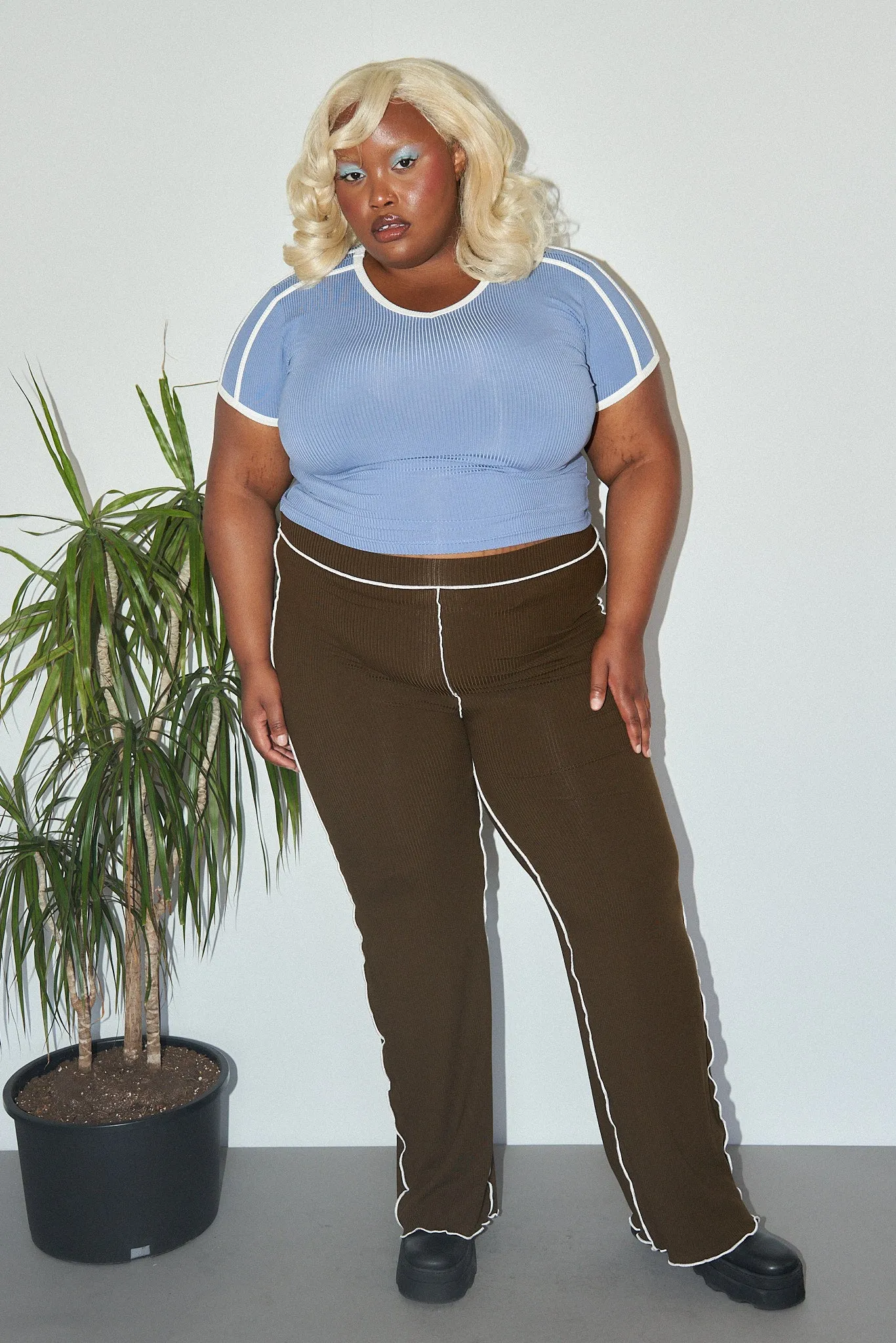 Tencel Rib Lounge Pants Coffee sold by Fashion Brand Company product image thumbnail 2