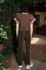 Tencel Rib Lounge Pants Coffee sold by Fashion Brand Company
