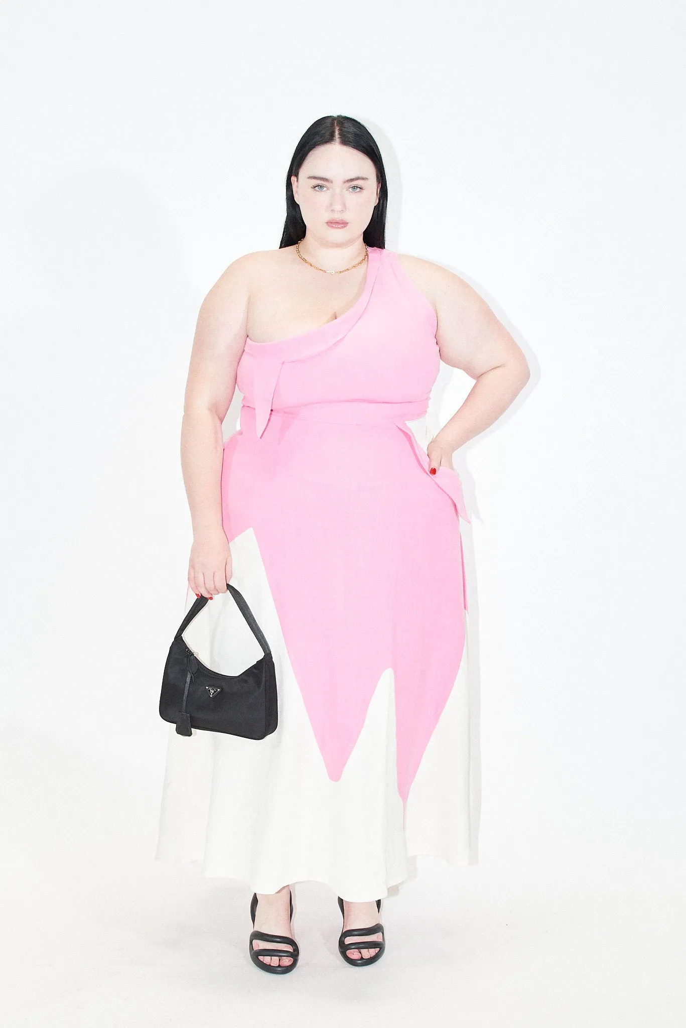 Step Sister Attack Linen Gown Pink/White sold by Fashion Brand Company product image thumbnail 3