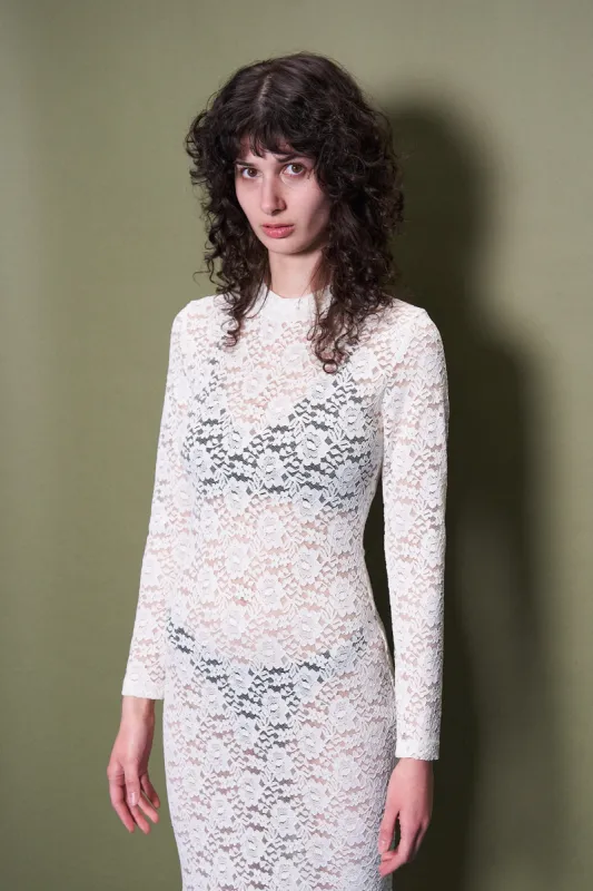 White Rose Lace Long Sleeve Dress sold by Fashion Brand Company