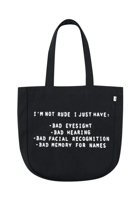 I'M NOT RUDE Black Mini Tote sold by Fashion Brand Company