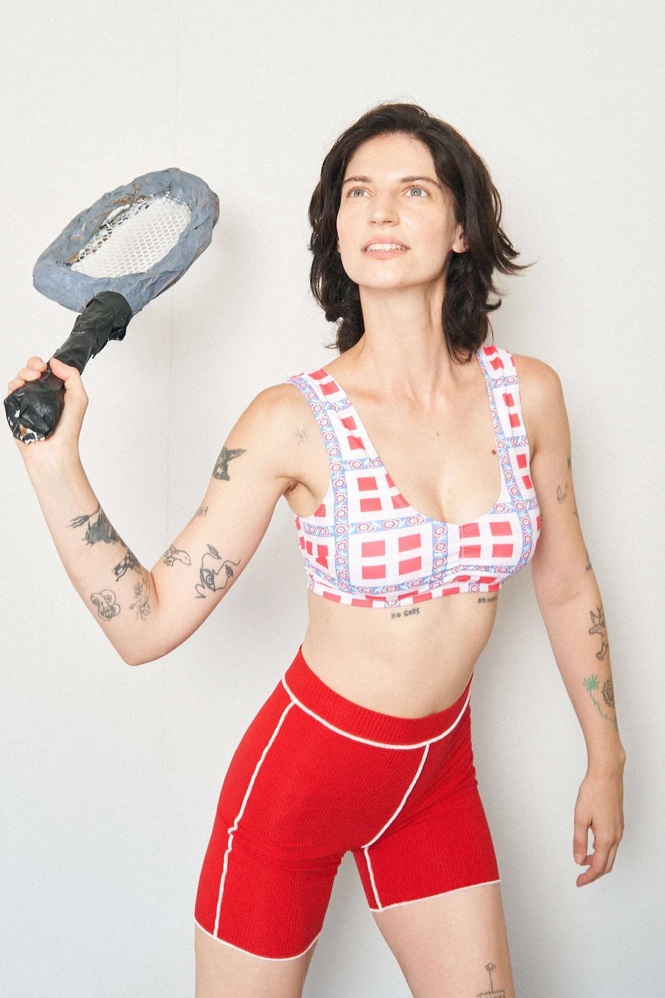 Gingham Ribbon Plaid Yoga/Swim Scrunch Bra sold by Fashion Brand Company product image thumbnail 3