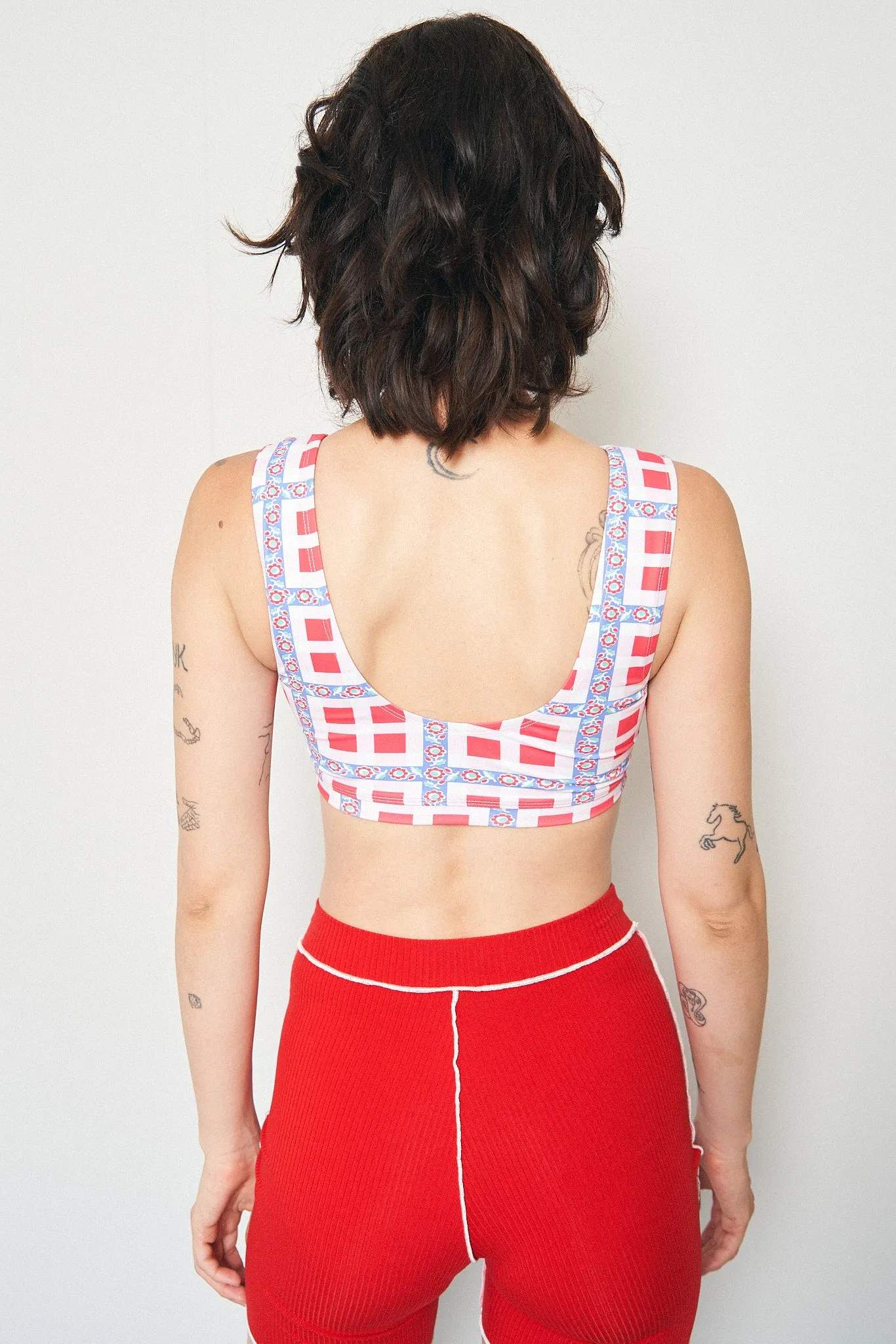Gingham Ribbon Plaid Yoga/Swim Scrunch Bra sold by Fashion Brand Company product image thumbnail 4