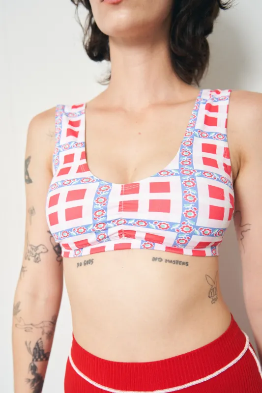 Gingham Ribbon Plaid Yoga/Swim Scrunch Bra sold by Fashion Brand Company