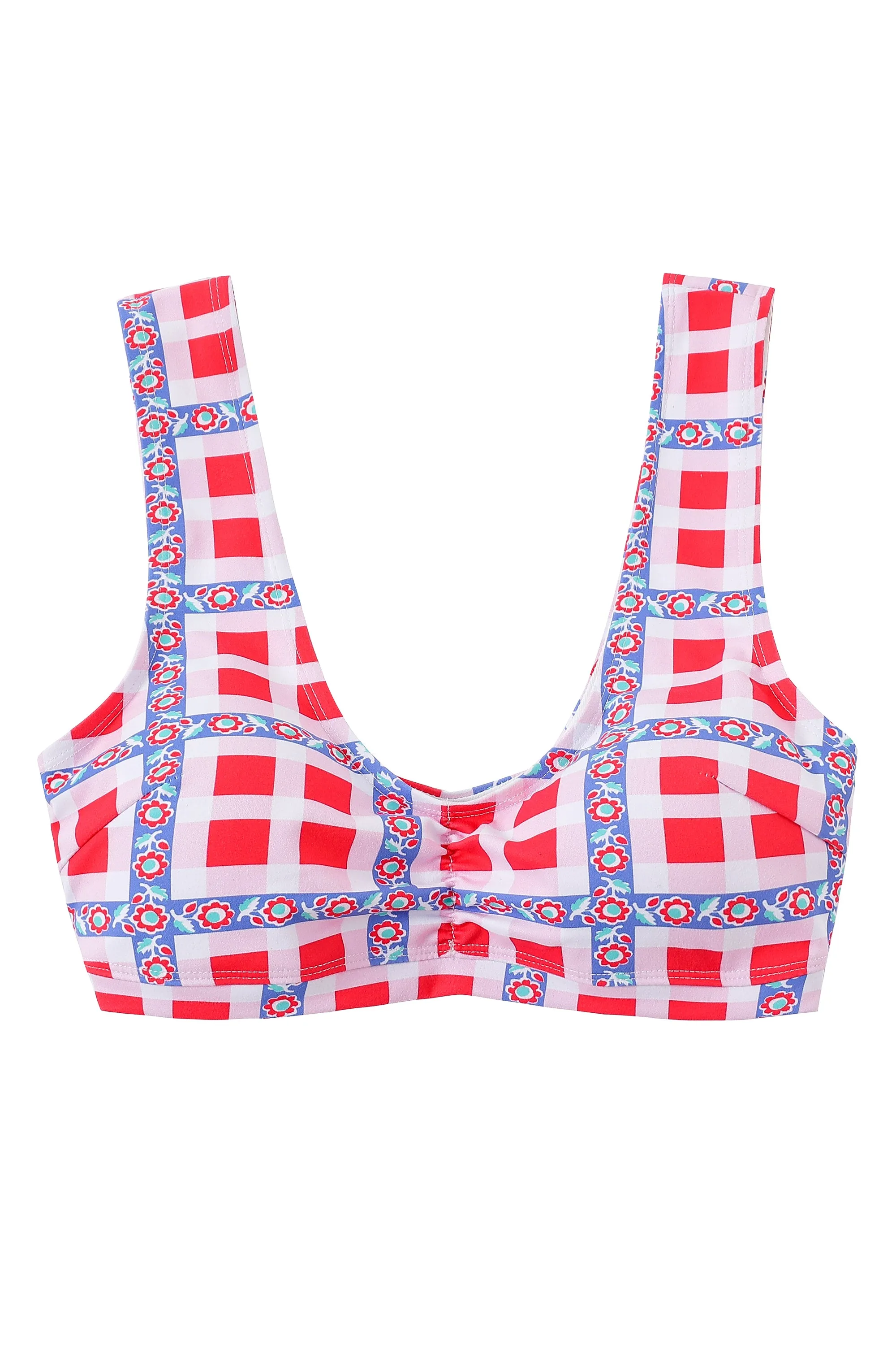 Gingham Ribbon Plaid Yoga/Swim Scrunch Bra sold by Fashion Brand Company product image thumbnail 2