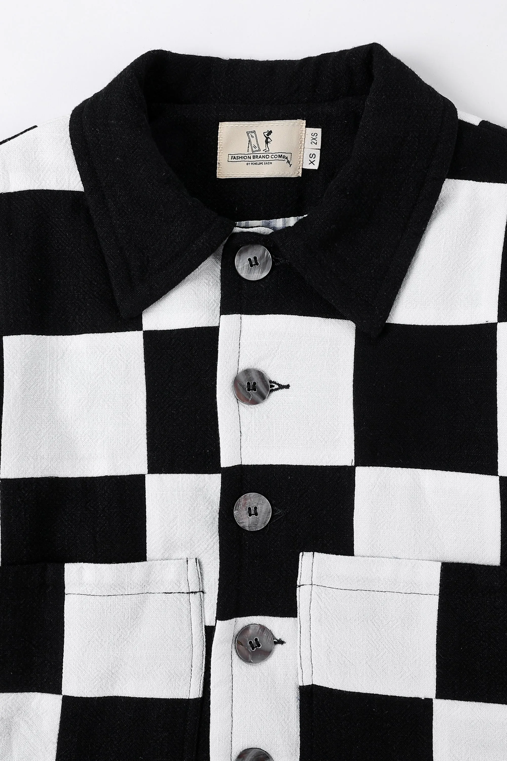 Chessboard Quilted Crop Scrap Patch Jacket sold by Fashion Brand Company product image thumbnail 2