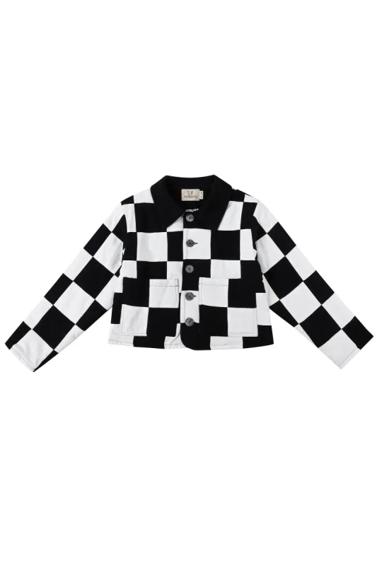 Chessboard Quilted Crop Scrap Patch Jacket sold by Fashion Brand Company