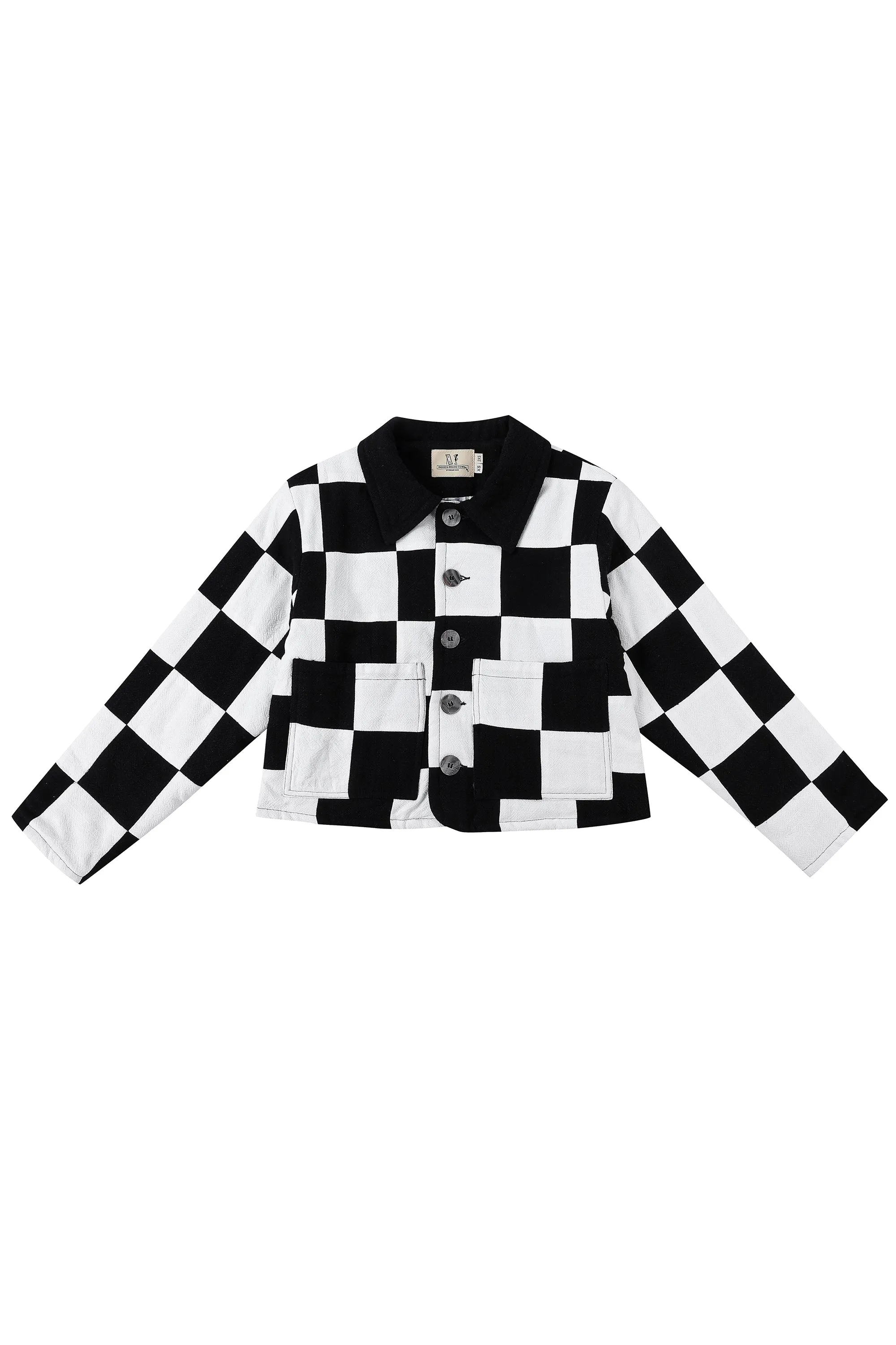 Chessboard Quilted Crop Scrap Patch Jacket sold by Fashion Brand Company