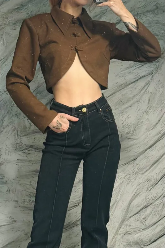 SAMPLE #92 - S Cropped Brown Jacket sold by Fashion Brand Company