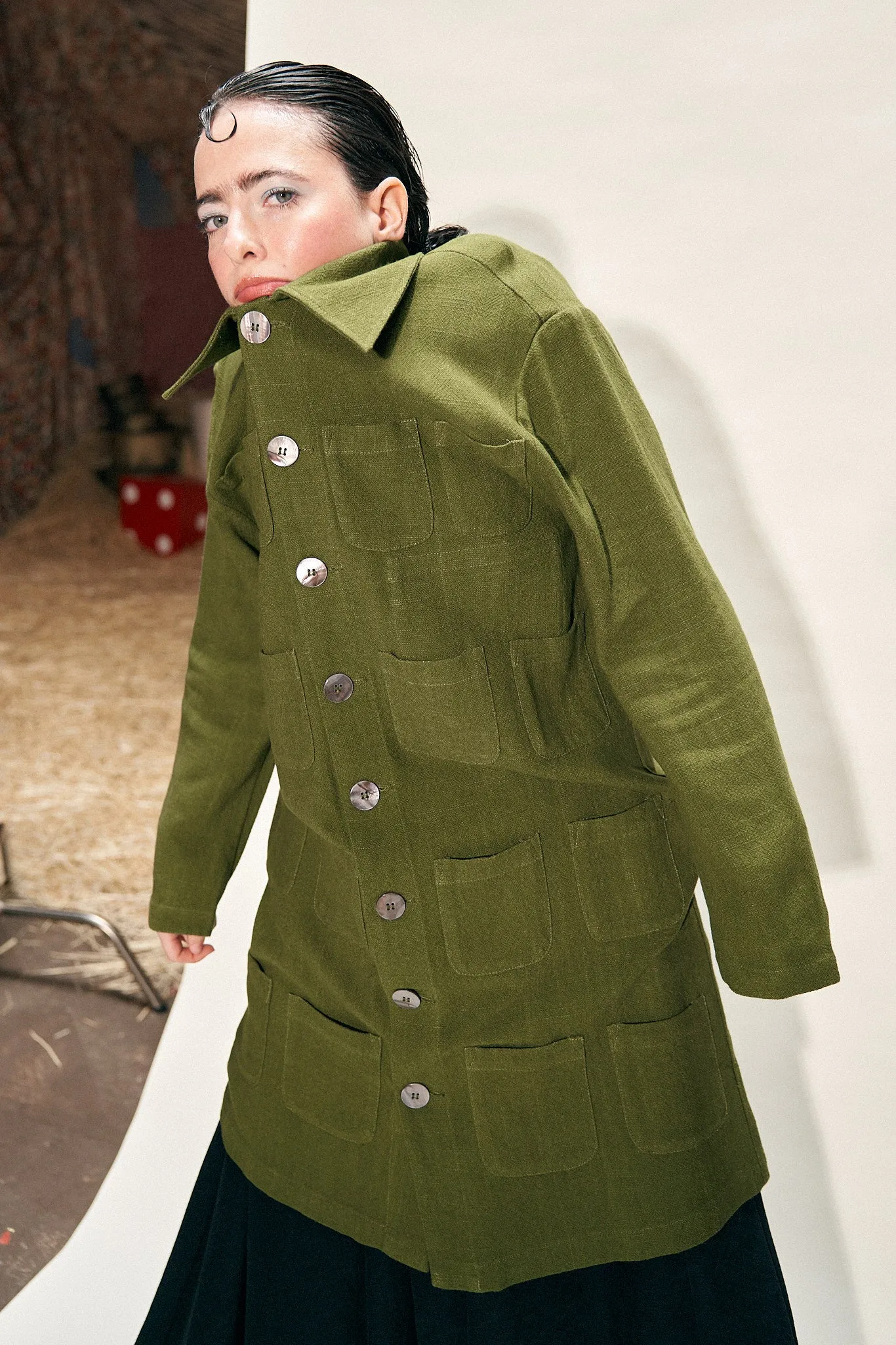 Unisex Too Many Pockets Moss Linen Jacket X Noah Harmon sold by Fashion Brand Company