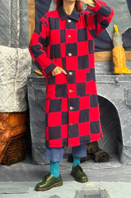 Scrap Red/Navy Chessboard Coat XS/S sold by Fashion Brand Company