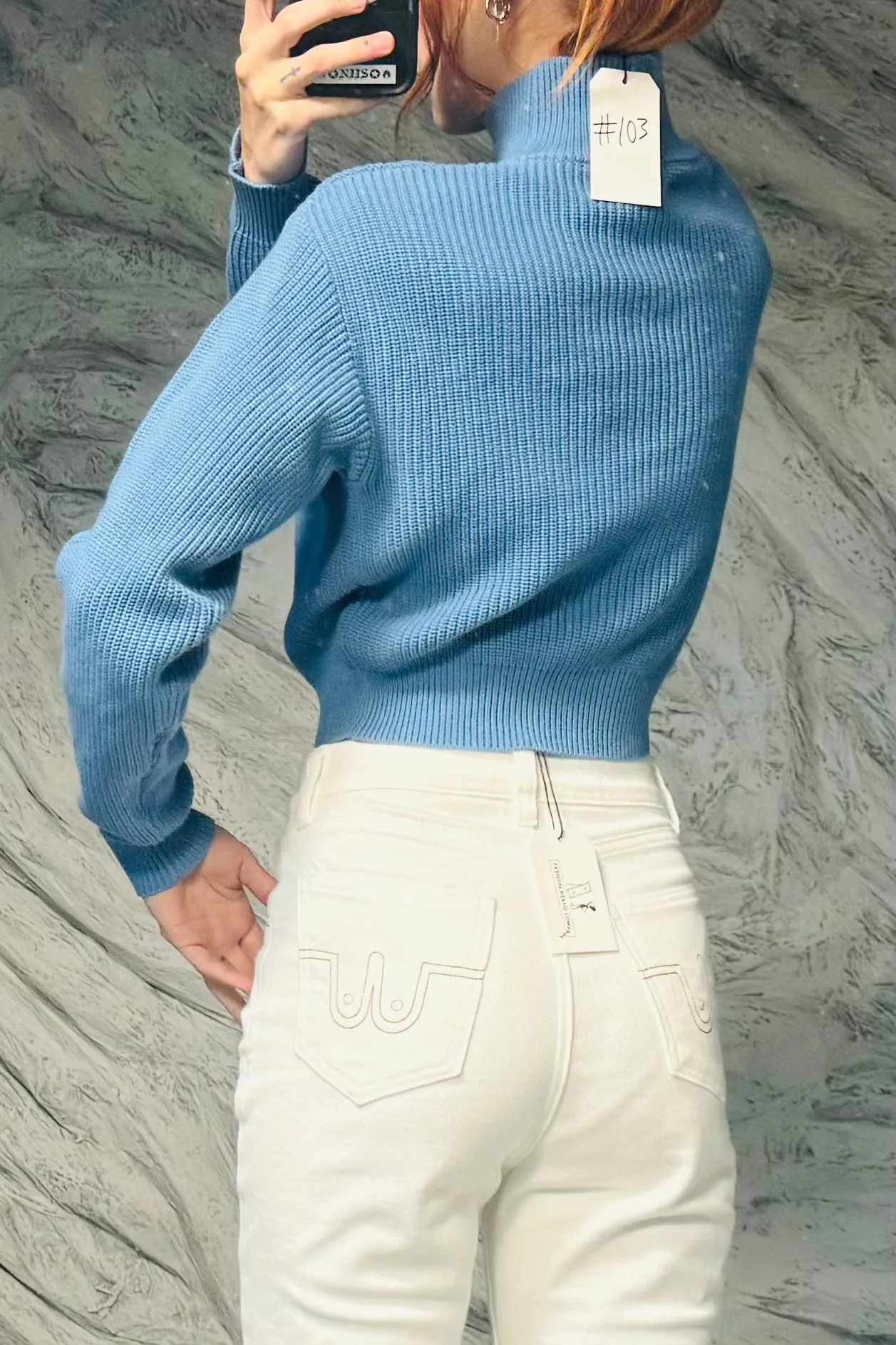 SAMPLE #103 - S Blue Cotton Turtleneck Sweater sold by Fashion Brand Company product image thumbnail 2