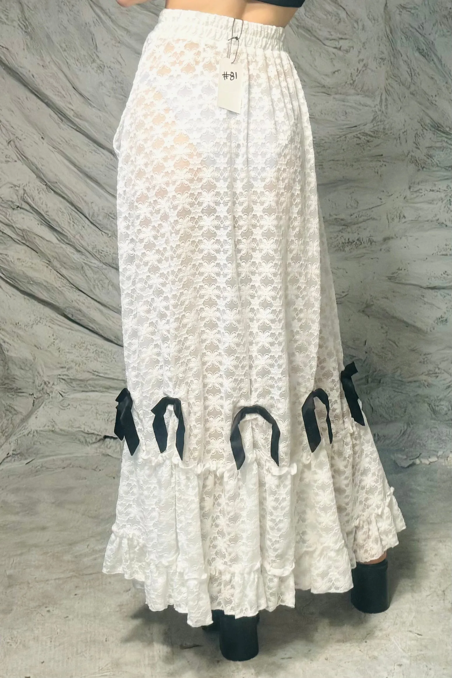 SAMPLE #81 - S White Lace Bow Maxi sold by Fashion Brand Company product image thumbnail 2