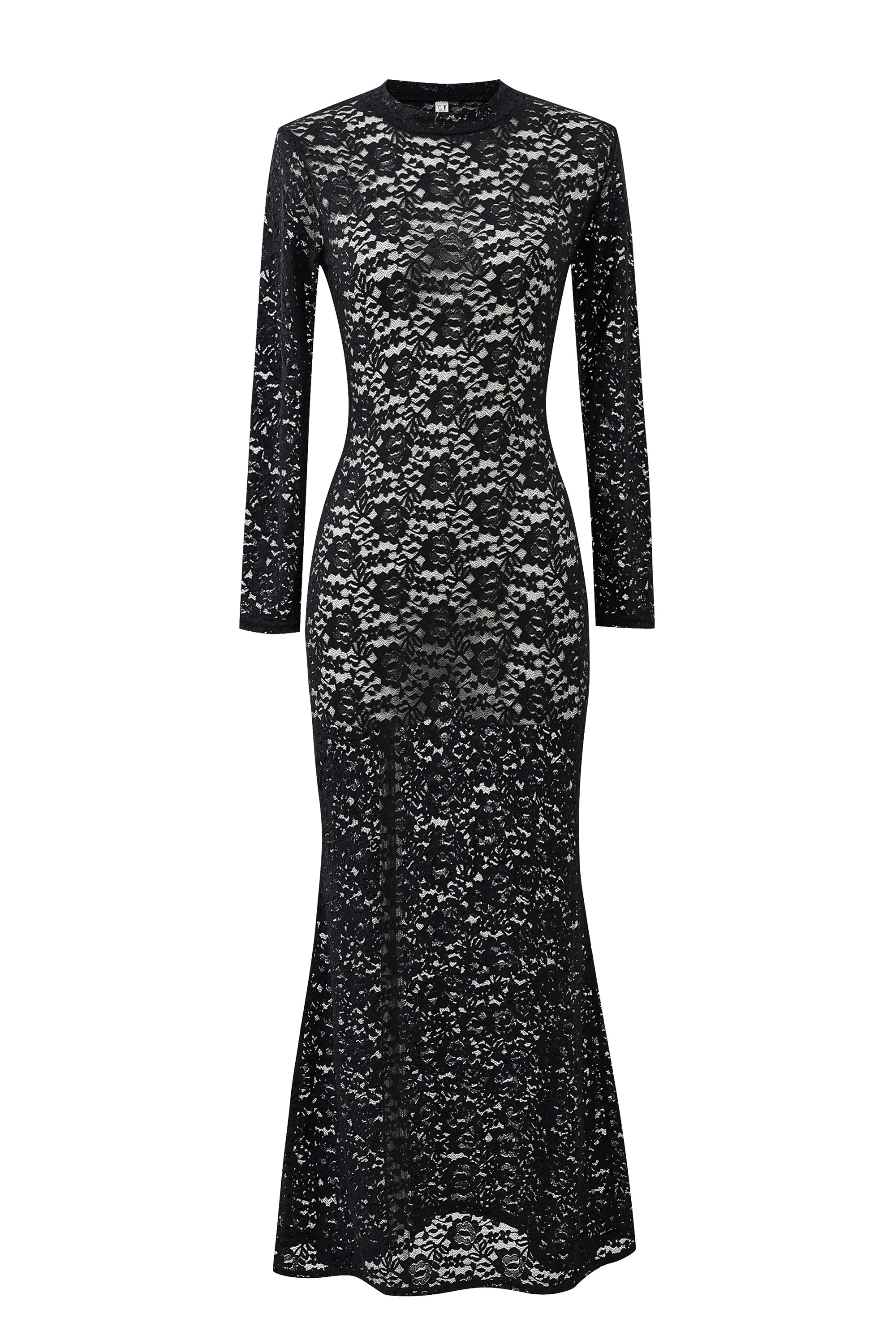 Black Rose Lace Long Sleeve Dress sold by Fashion Brand Company product image thumbnail 3