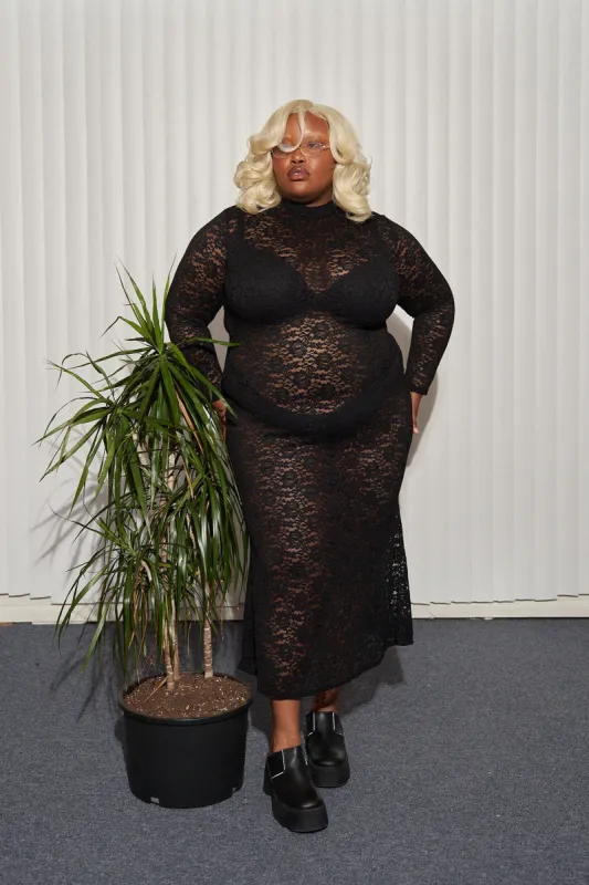 Black Rose Lace Long Sleeve Dress sold by Fashion Brand Company