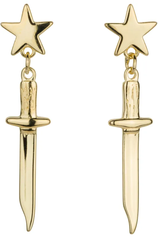 1 left - 14K Gold Fill Star Dagger Dangle Earrings made by Fashion Brand Company