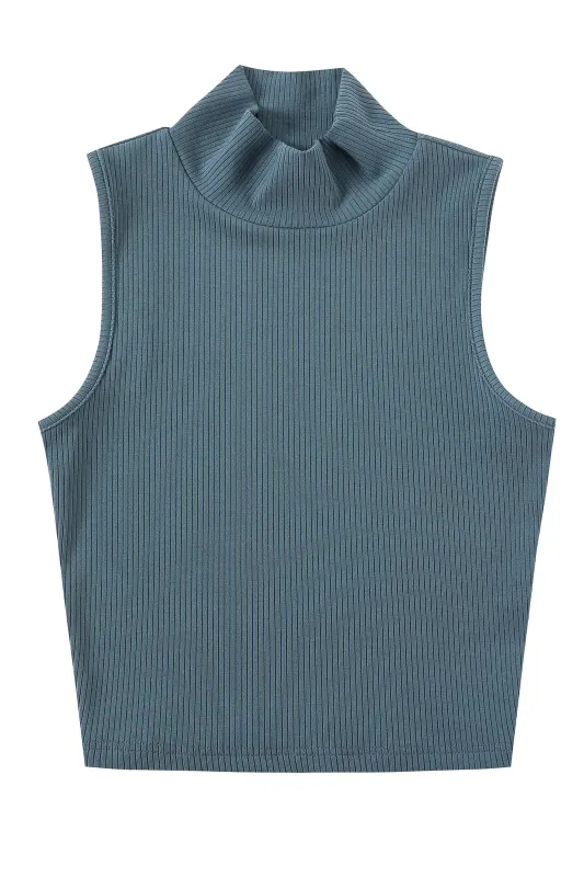 Mock Neck Tencel Rib Tank Dusty Dolphin sold by Fashion Brand Company
