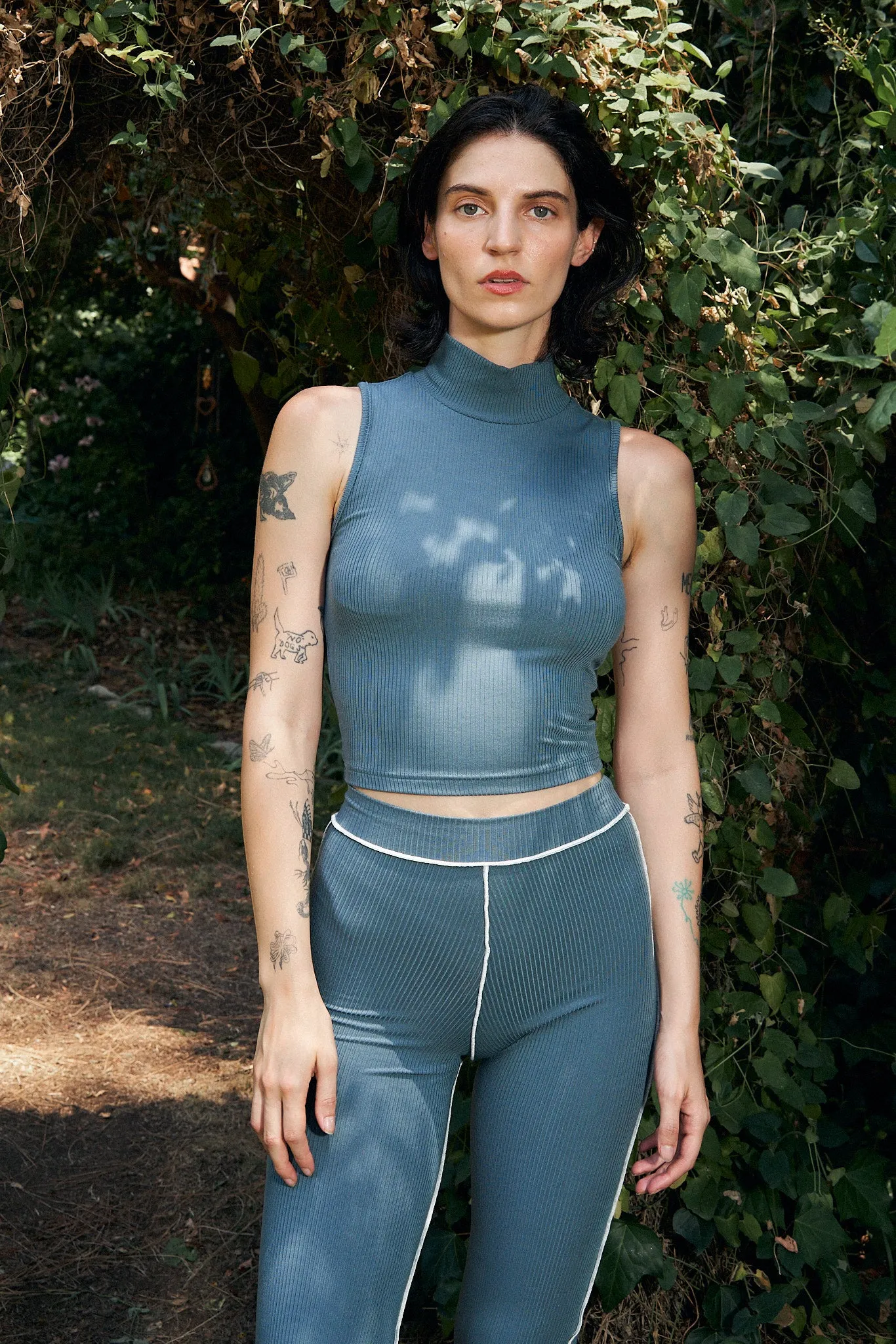 4 left - Mock Neck Tencel Rib Tank Dusty Dolphin sold by Fashion Brand Company product image thumbnail 5