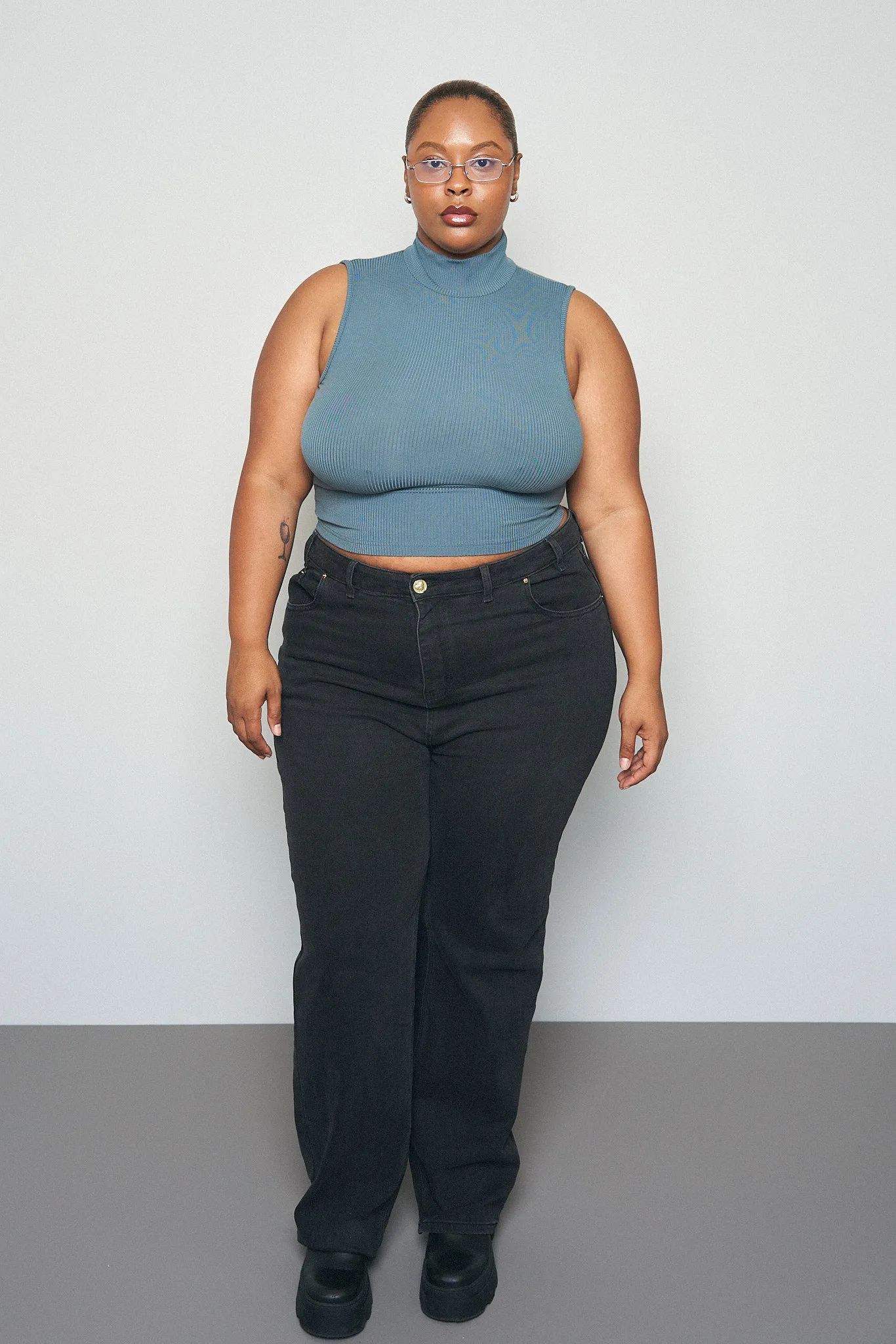 4 left - Mock Neck Tencel Rib Tank Dusty Dolphin sold by Fashion Brand Company product image thumbnail 2