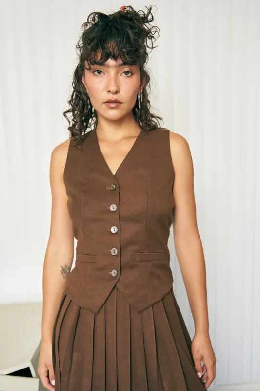 Pockets Suit Vest Brown made by Fashion Brand Company