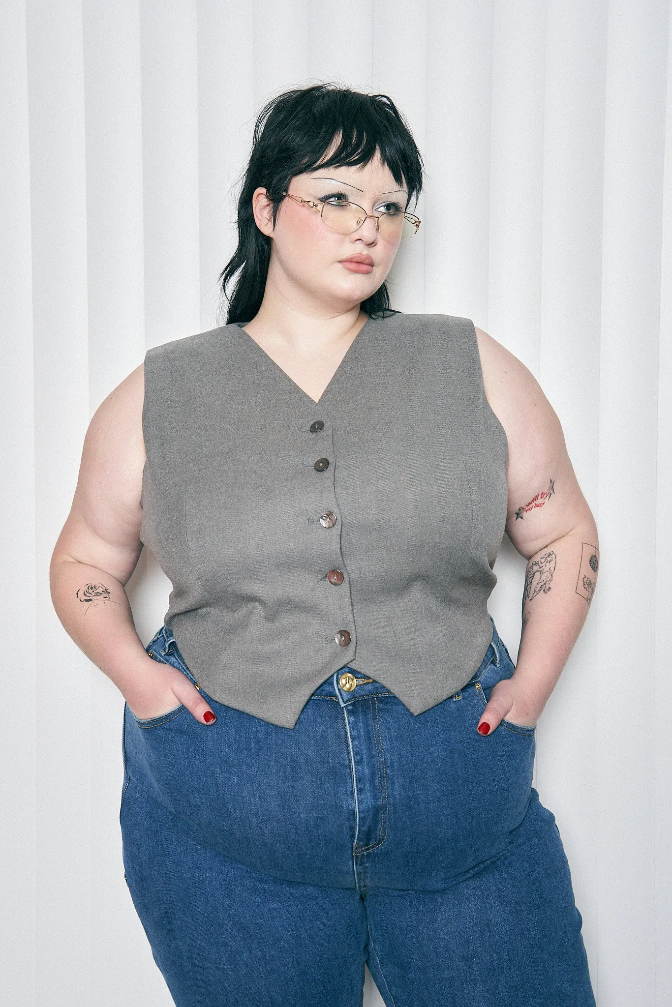 Suit Crop Vest Gray sold by Fashion Brand Company