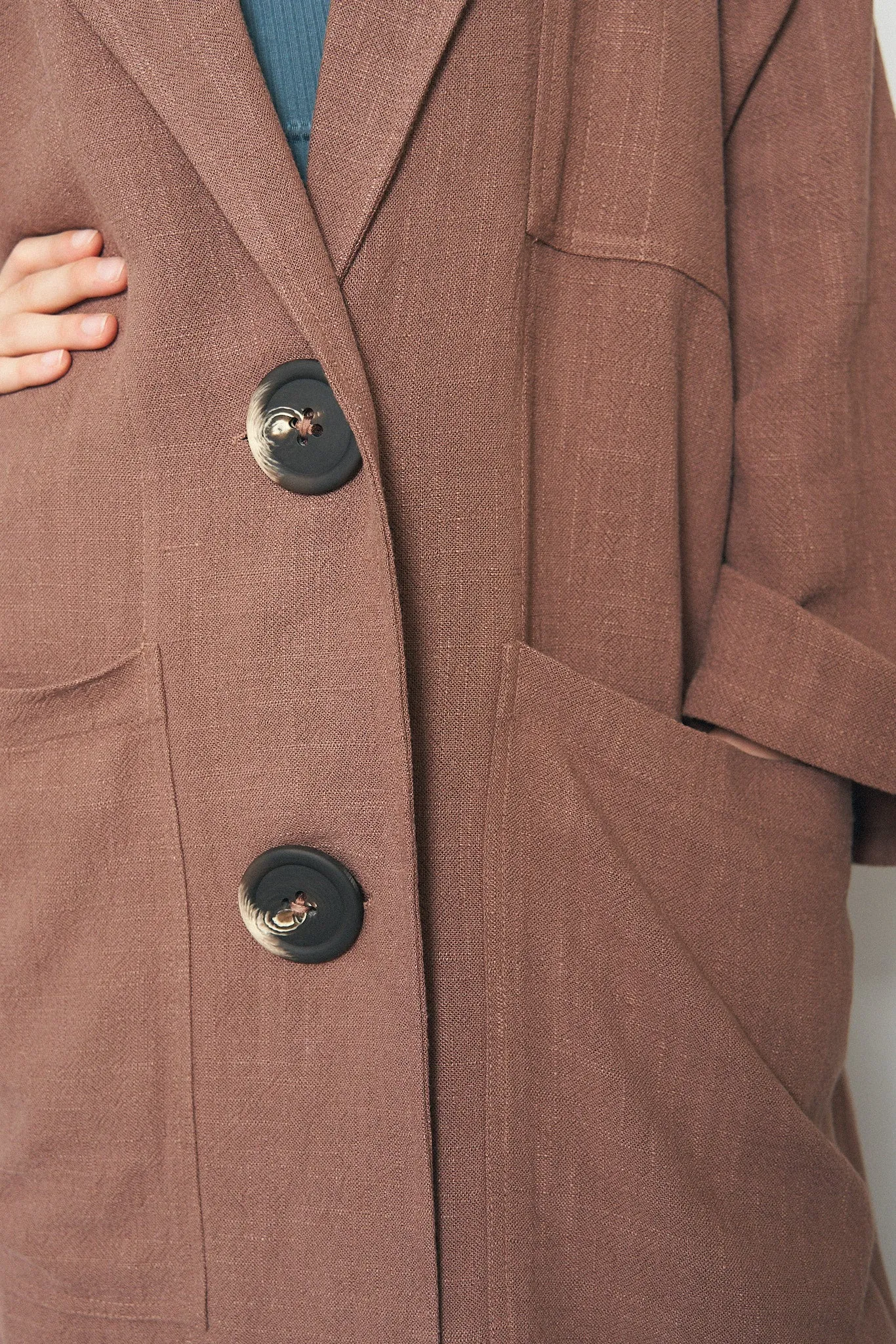 Light Brown Linen Klepto Jacket sold by Fashion Brand Company product image thumbnail 3