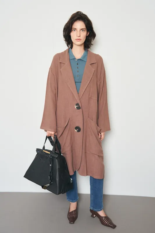 Light Brown Linen Klepto Jacket sold by Fashion Brand Company