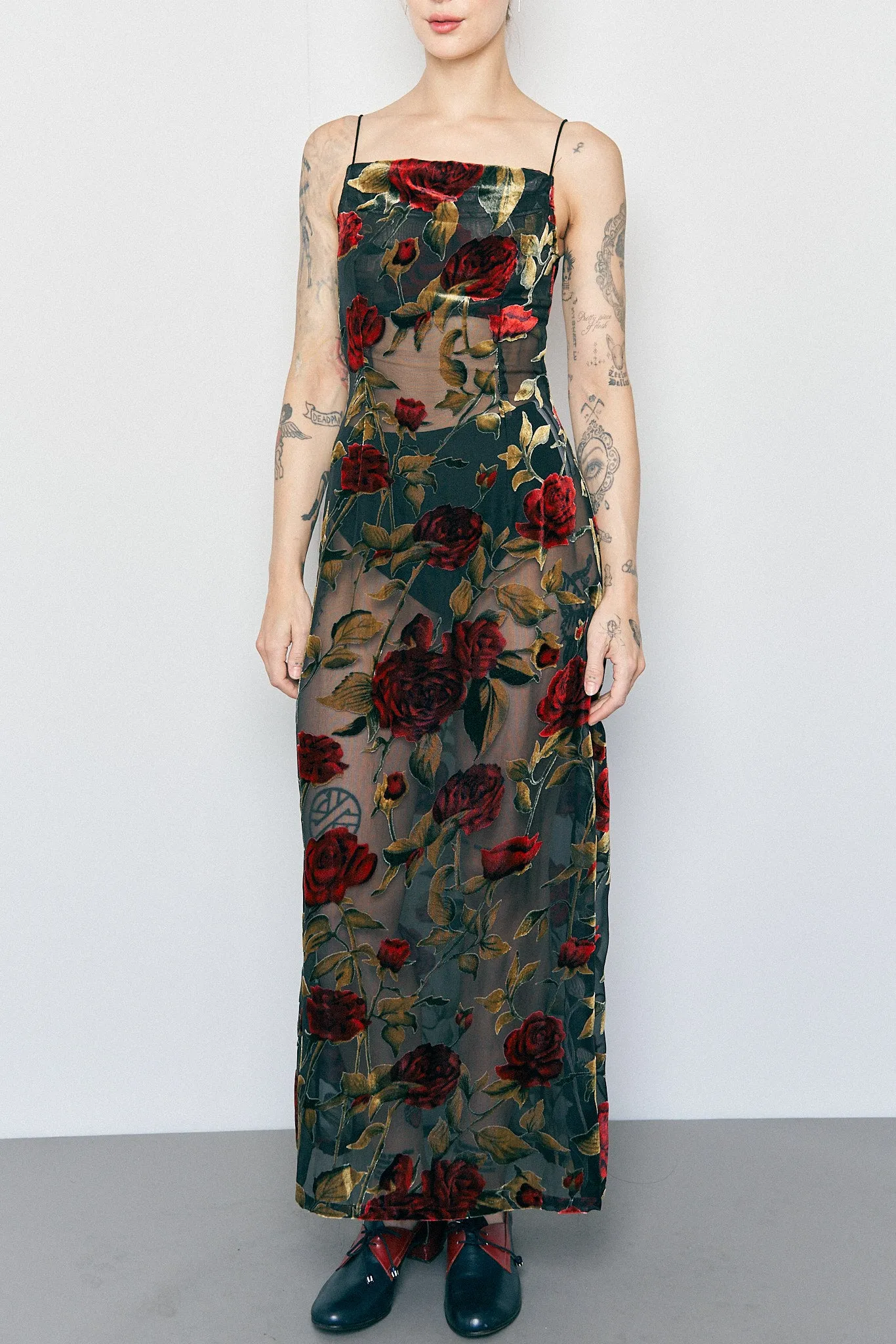 MISTAKE Black Rose Chiffon Burnout Dress sold by Fashion Brand Company product image thumbnail 3