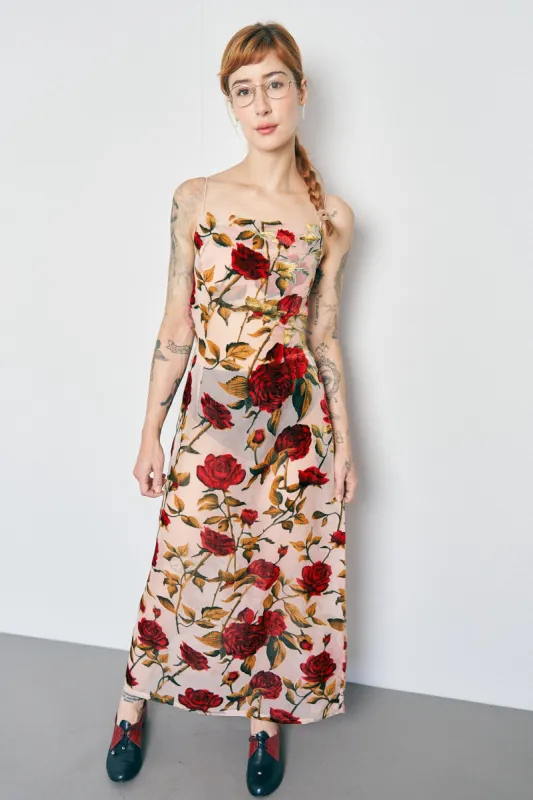 Nude Rose Chiffon Burnout Dress MISTAKE sold by Fashion Brand Company