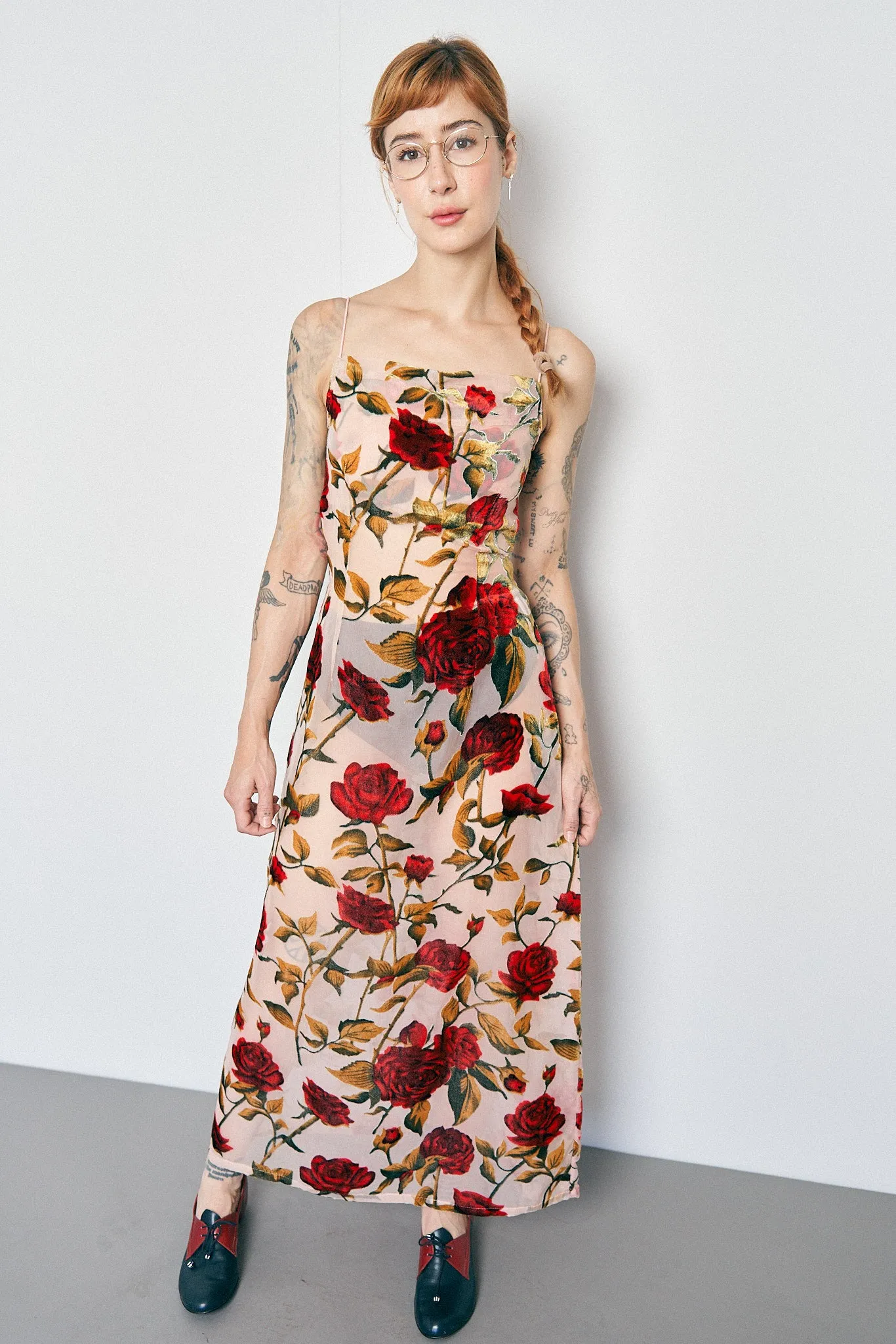 Nude Rose Chiffon Burnout Dress MISTAKE sold by Fashion Brand Company