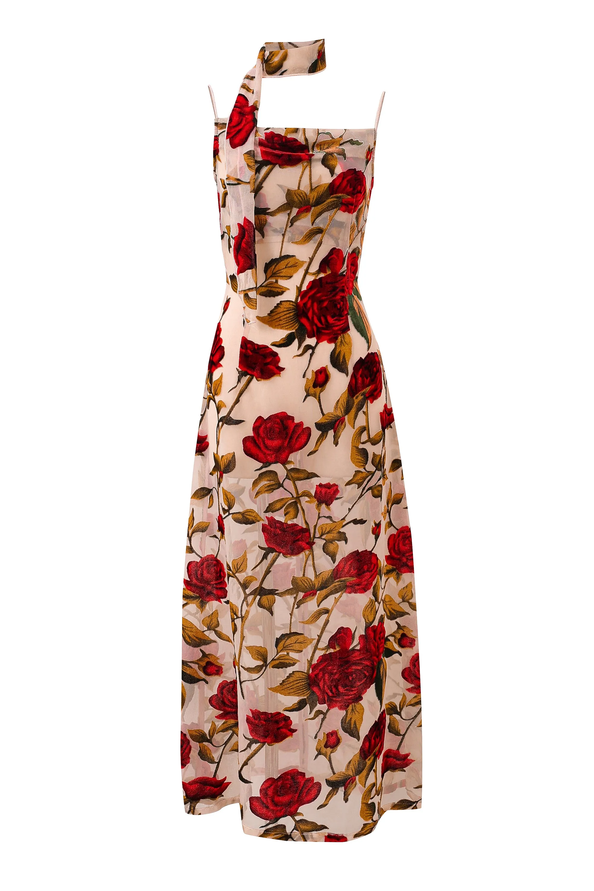 Nude Rose Chiffon Burnout Dress MISTAKE sold by Fashion Brand Company product image thumbnail 2