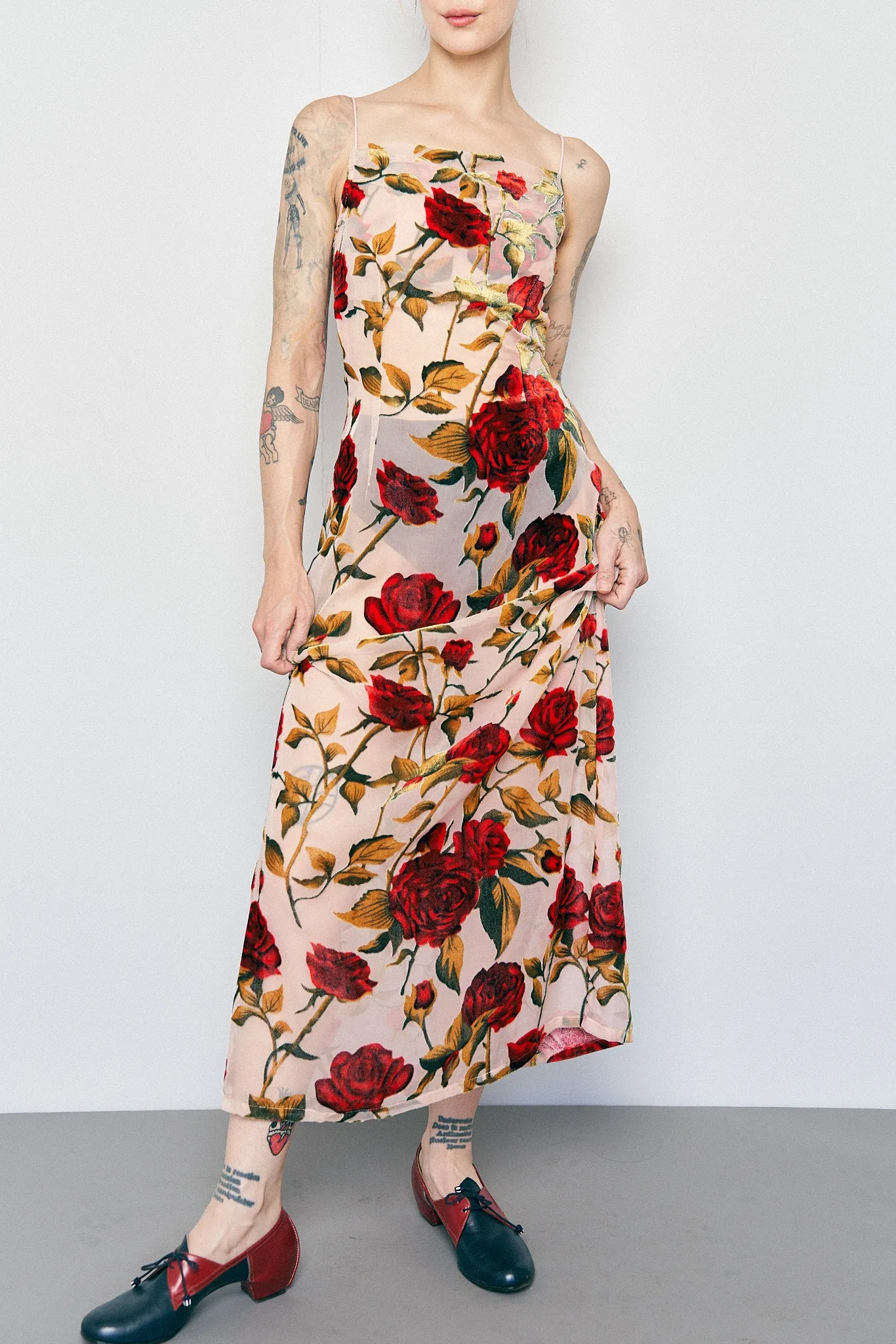 Nude Rose Chiffon Burnout Dress MISTAKE sold by Fashion Brand Company product image thumbnail 4