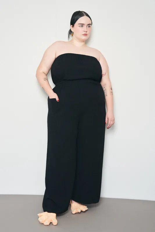 Black Linen Strapless Jumpsuit sold by Fashion Brand Company