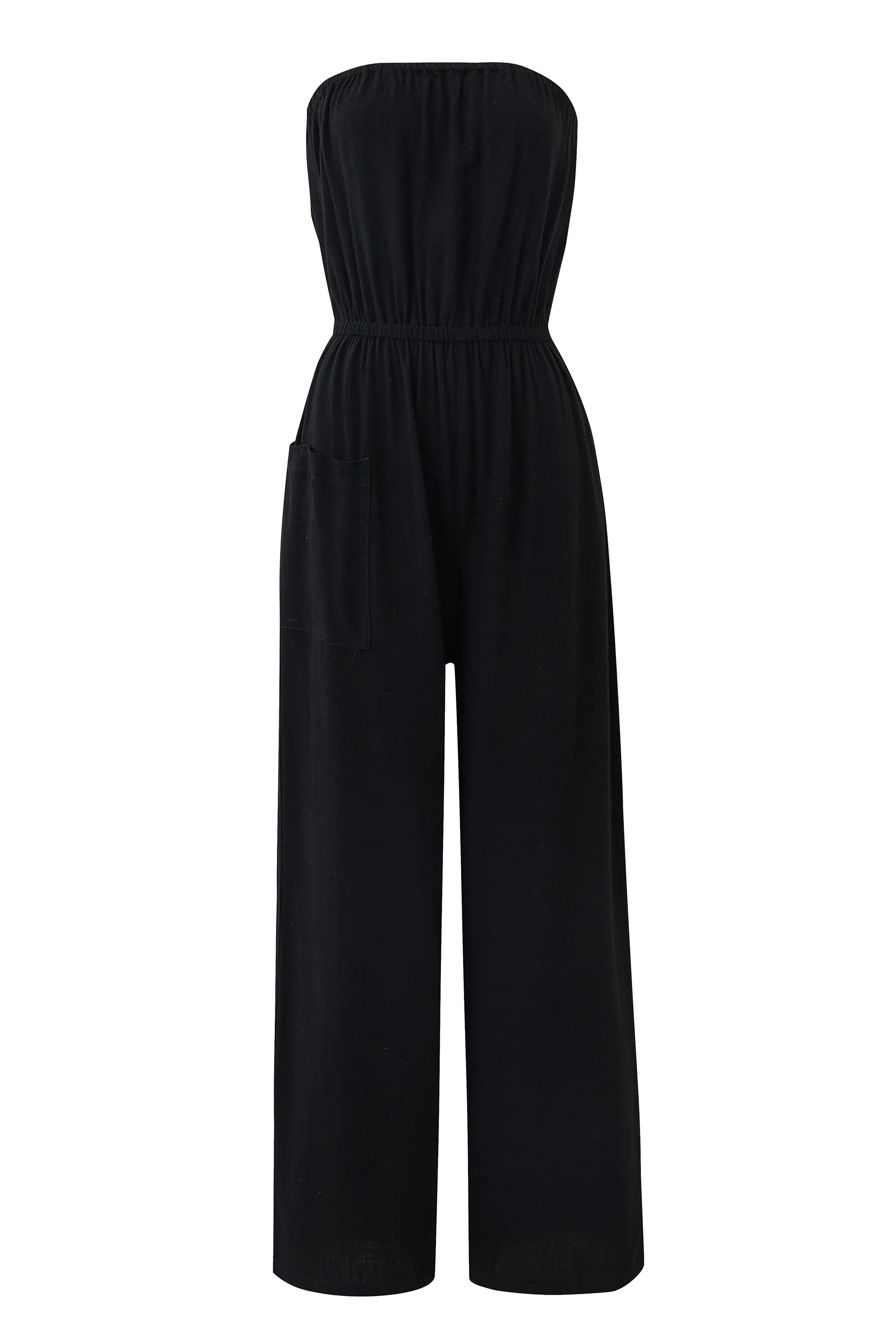 Black Linen Strapless Jumpsuit sold by Fashion Brand Company product image thumbnail 2