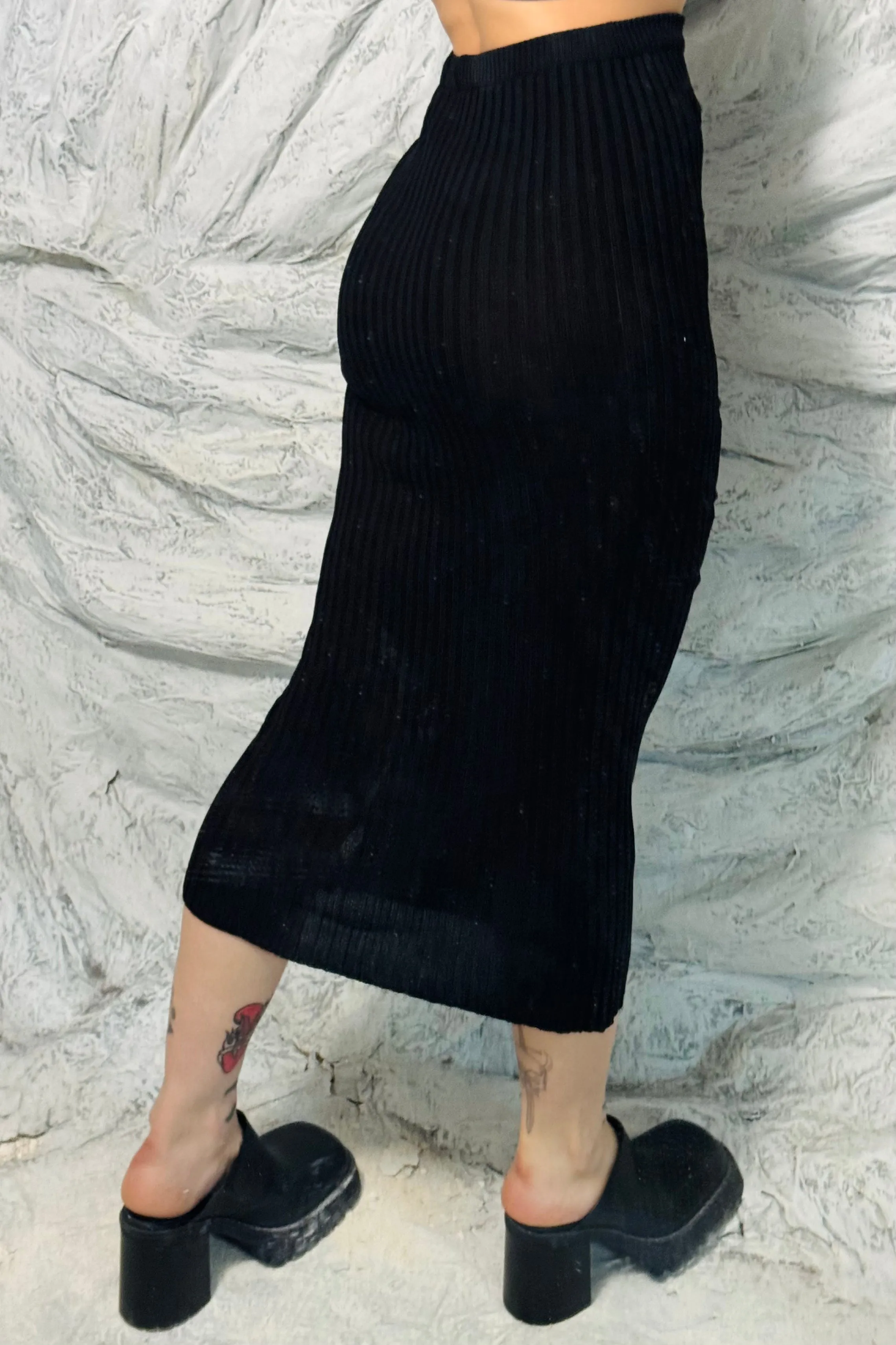 Viscose Knit Button Slit Midi Skirt sold by Fashion Brand Company product image thumbnail 3