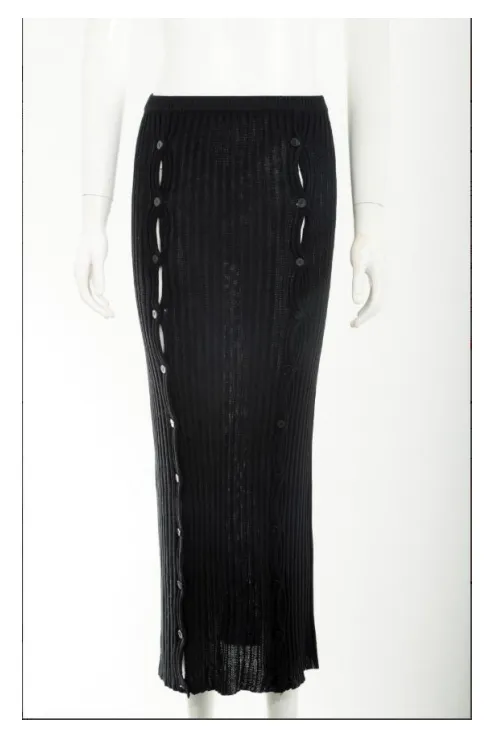 Viscose Knit Button Slit Midi Skirt sold by Fashion Brand Company product image thumbnail 4