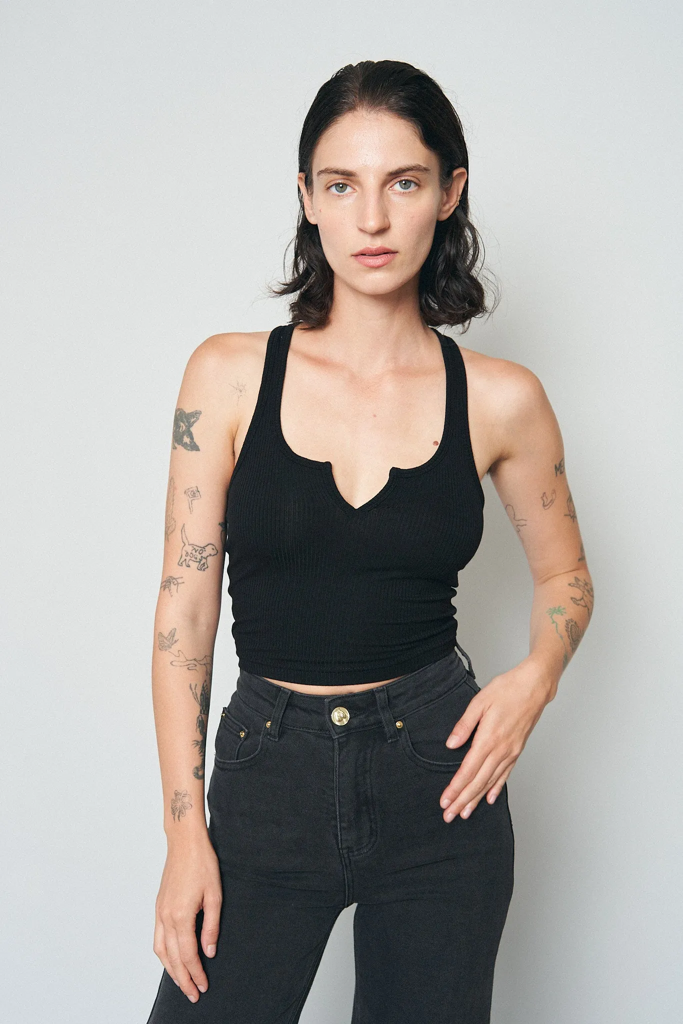 Split Racerback Tencel Rib Tank Black sold by Fashion Brand Company product image thumbnail 4