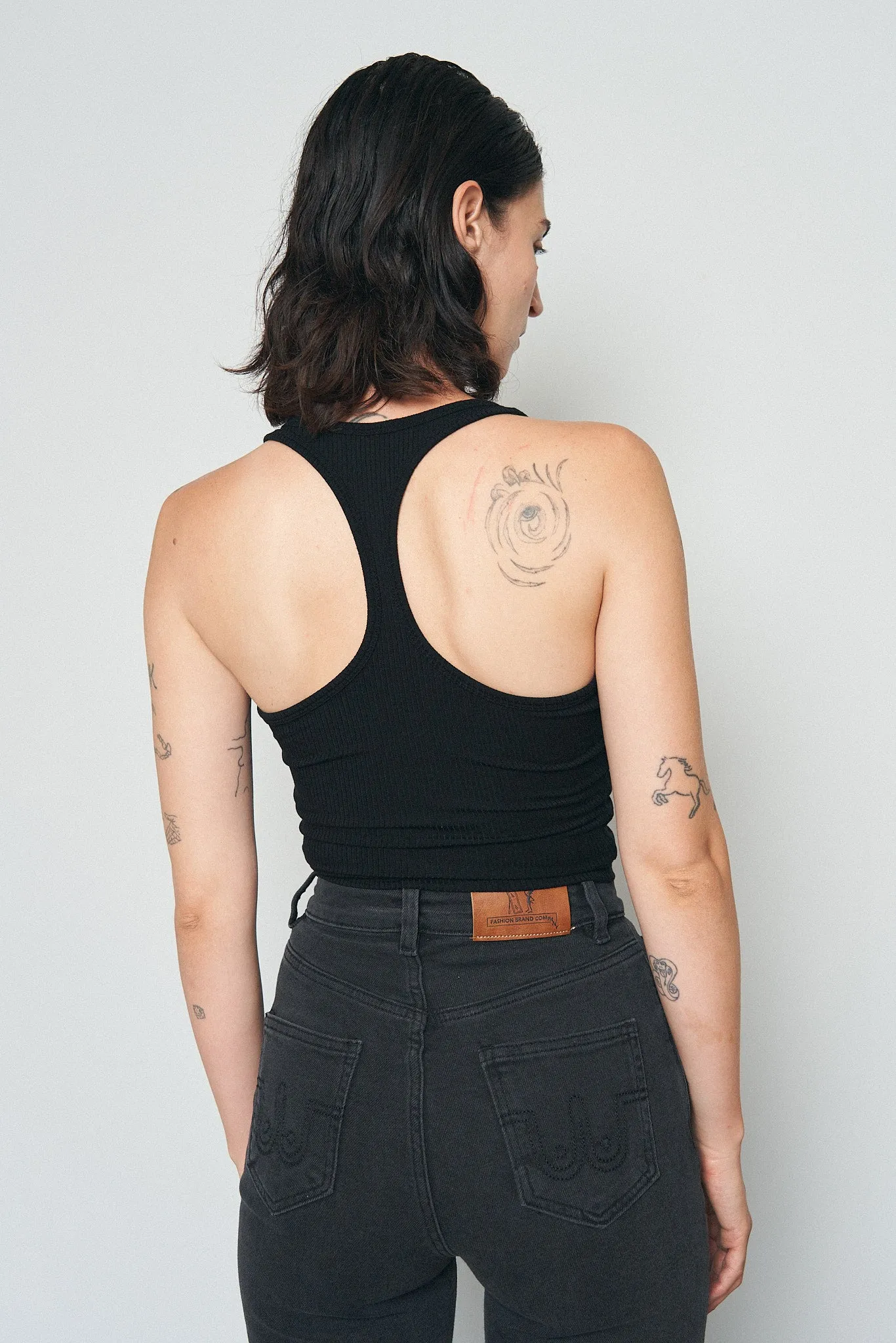 Split Racerback Tencel Rib Tank Black sold by Fashion Brand Company product image thumbnail 2