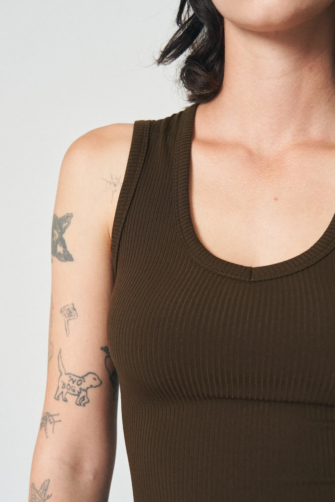 Tencel Rib Deep U Neck Tank Top Coffee sold by Fashion Brand Company product image thumbnail 3