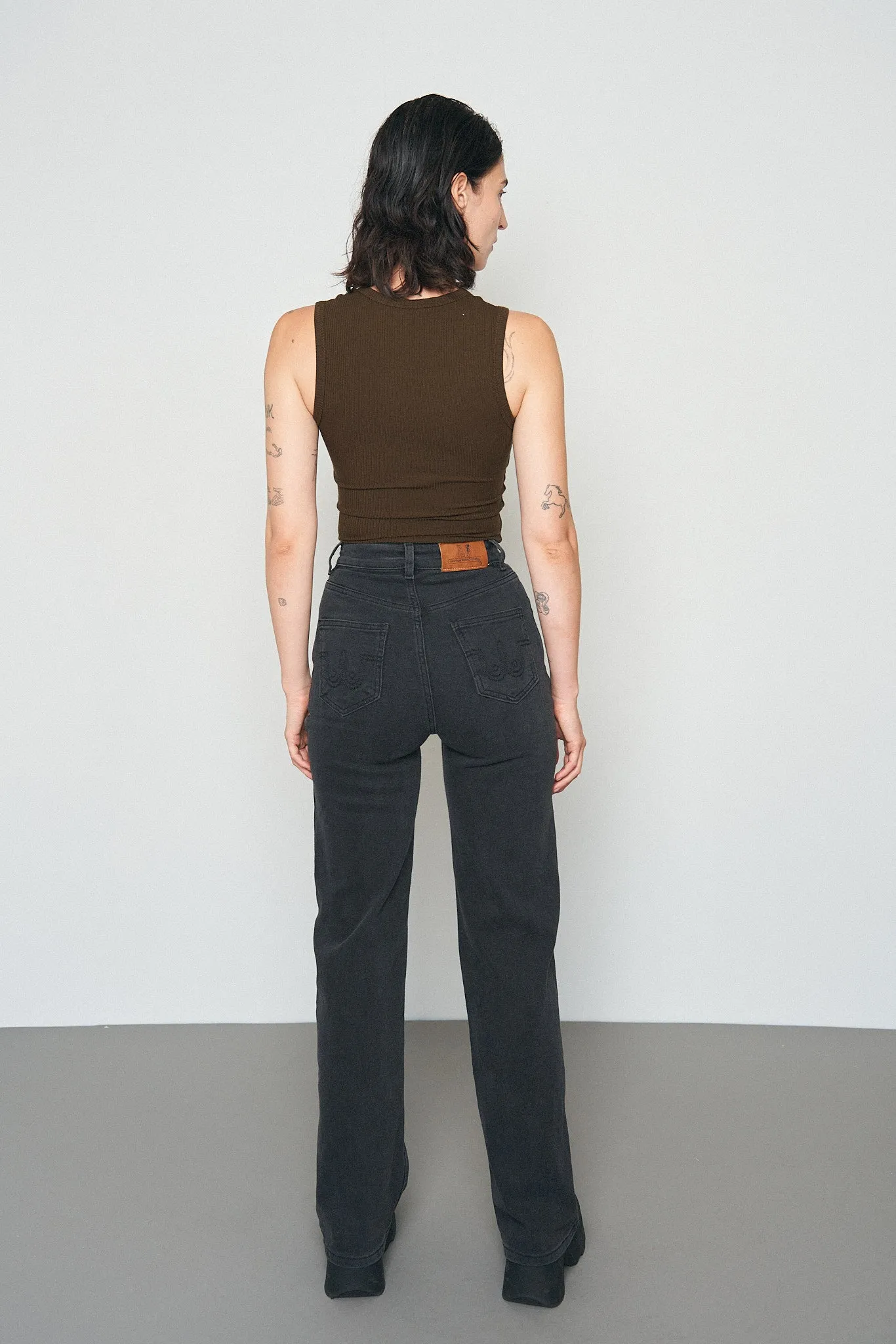 Tencel Rib Deep U Neck Tank Top Coffee sold by Fashion Brand Company product image thumbnail 4