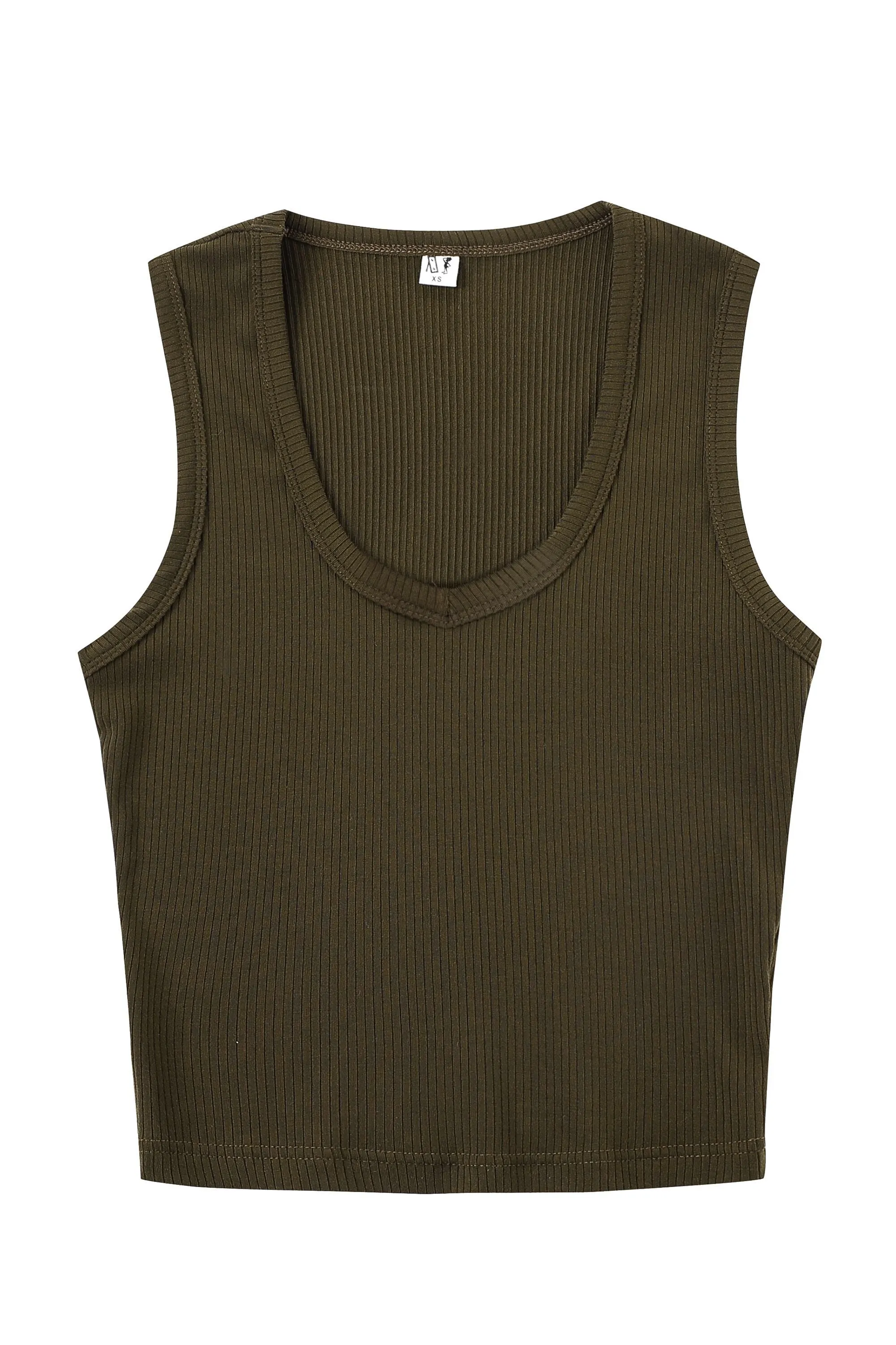 Tencel Rib Deep U Neck Tank Top Coffee sold by Fashion Brand Company product image thumbnail 2