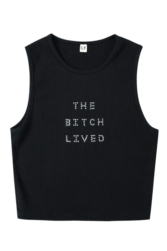 THE BITCH LIVED Tencel Rib Crop Tank sold by Fashion Brand Company