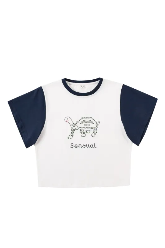 1 left - Slow and Sensual Turtle Cotton Tommy Tee made by Fashion Brand Company