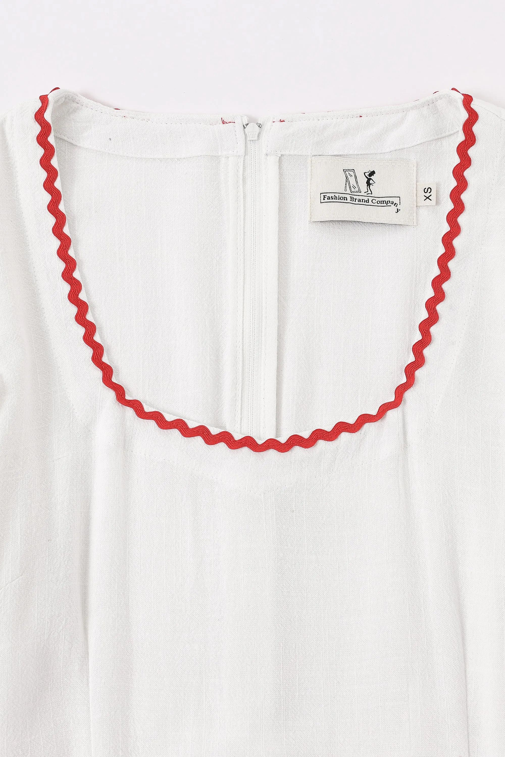 5 left - Ric Rac Folk Dress Soft Linen White sold by Fashion Brand Company product image thumbnail 5