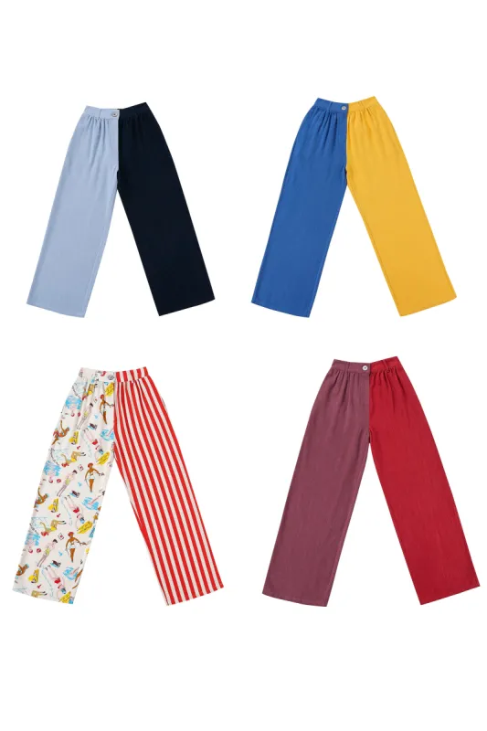 MYSTERY Scrap Linen Straight Leg Trousers made by Fashion Brand Company