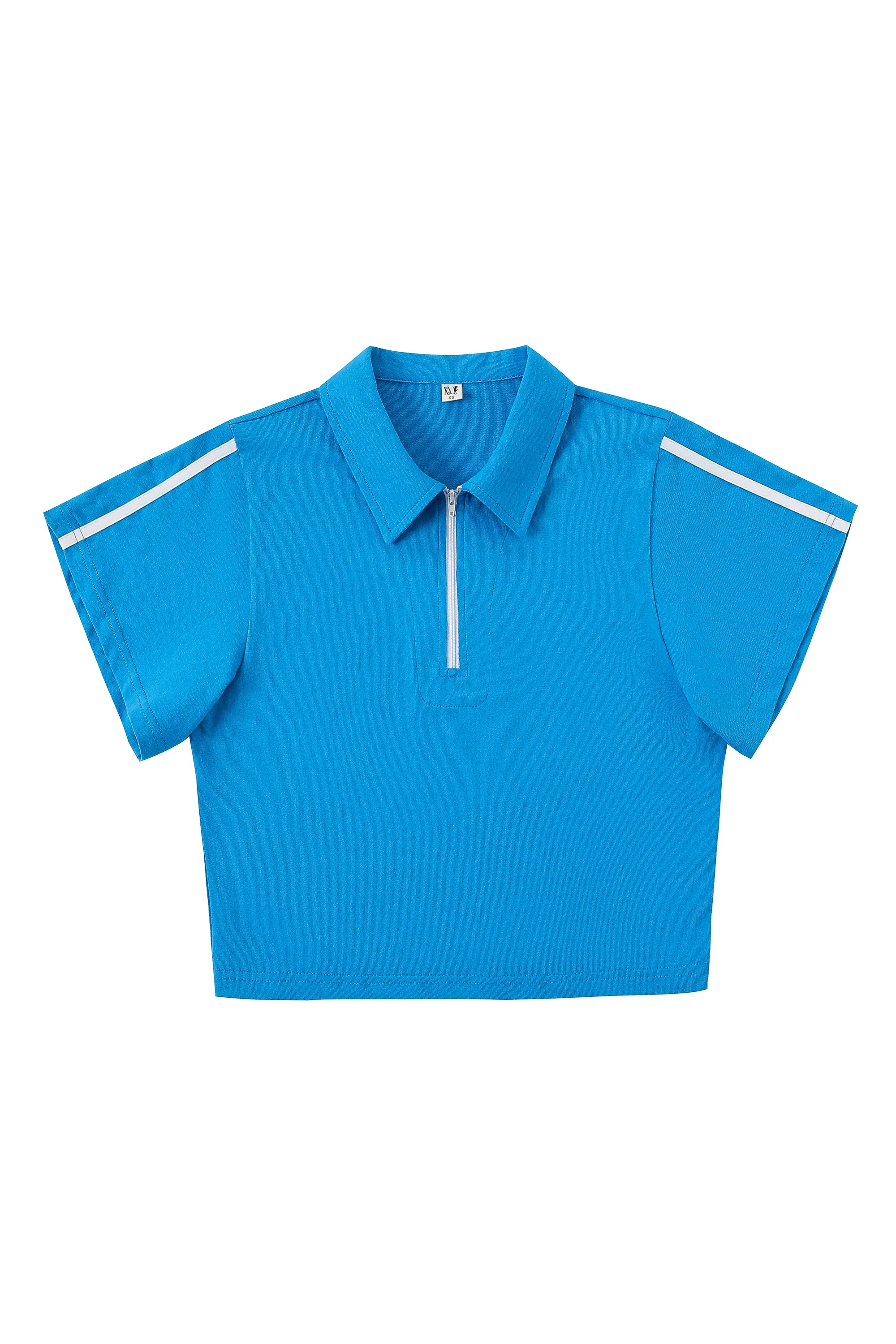 1 left - Sporty Euro Blue Zip Tommy Polo Shirt sold by Fashion Brand Company